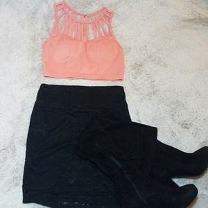 Coral caged crop top